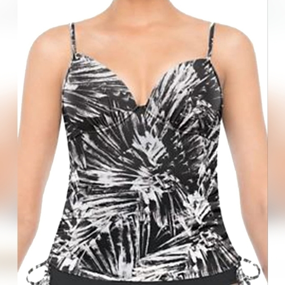 Assets Spanx Swimwear Push Up Underwire Tankini Top with Ruched Sides M - Picture 1 of 10